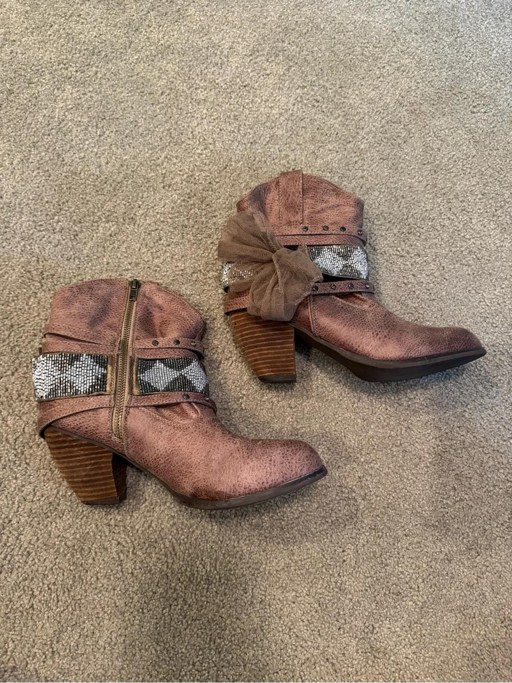 Not Rated Women's Ankle Boots 9.5 Brown Boho Steampunk Festival Harness Booties
